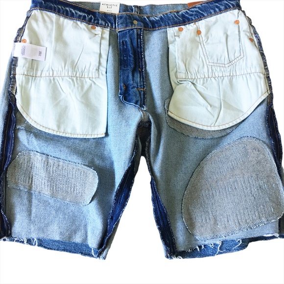 Lucky Brand Men’s Distressed Denim Cut Off Shorts 32 Patched Stitched - Picture 9 of 13